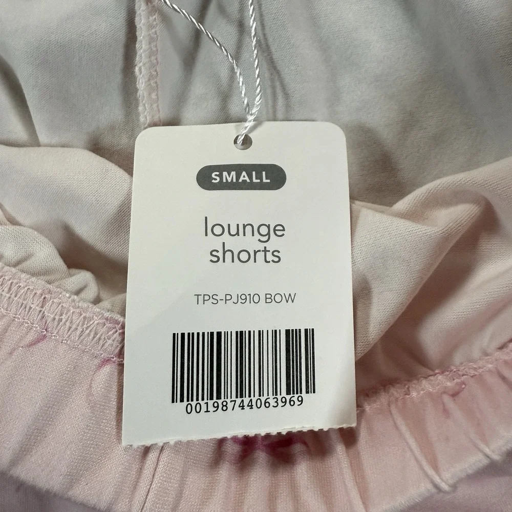 Mia & Tess Pink Lounge Shorts Small – Bow Print Pajama Sleep Shorts NWT